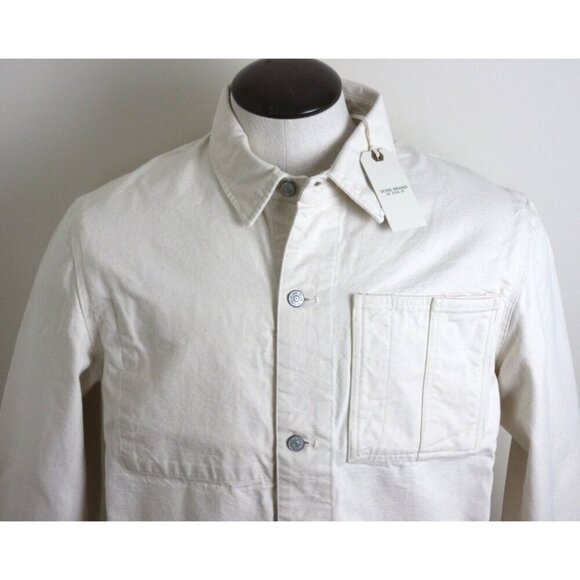 OOBE Brand Men's Button Front Canvas Cotton Chore Coat Natural White NWT - Picture 2 of 8